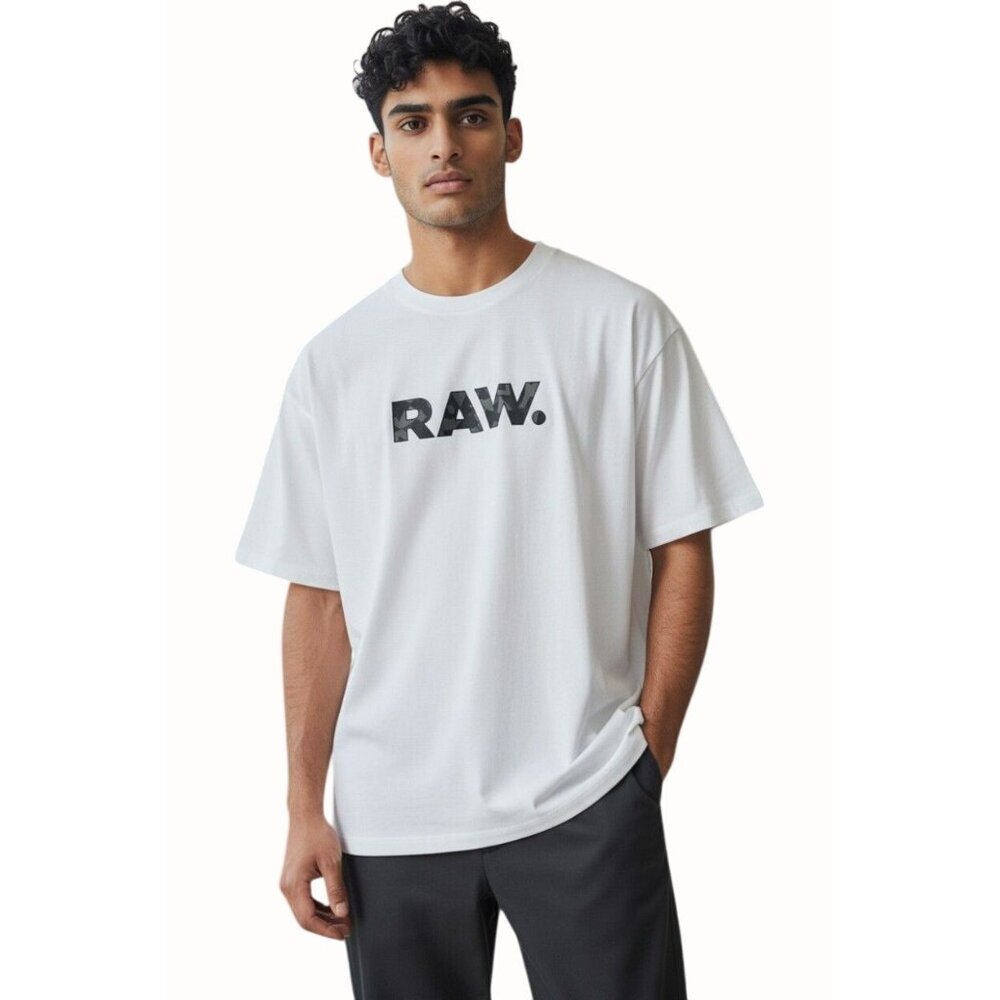 G-Star RAW Men’s Graphic Logo Tee White XL Premium Cotton Crewneck NWT